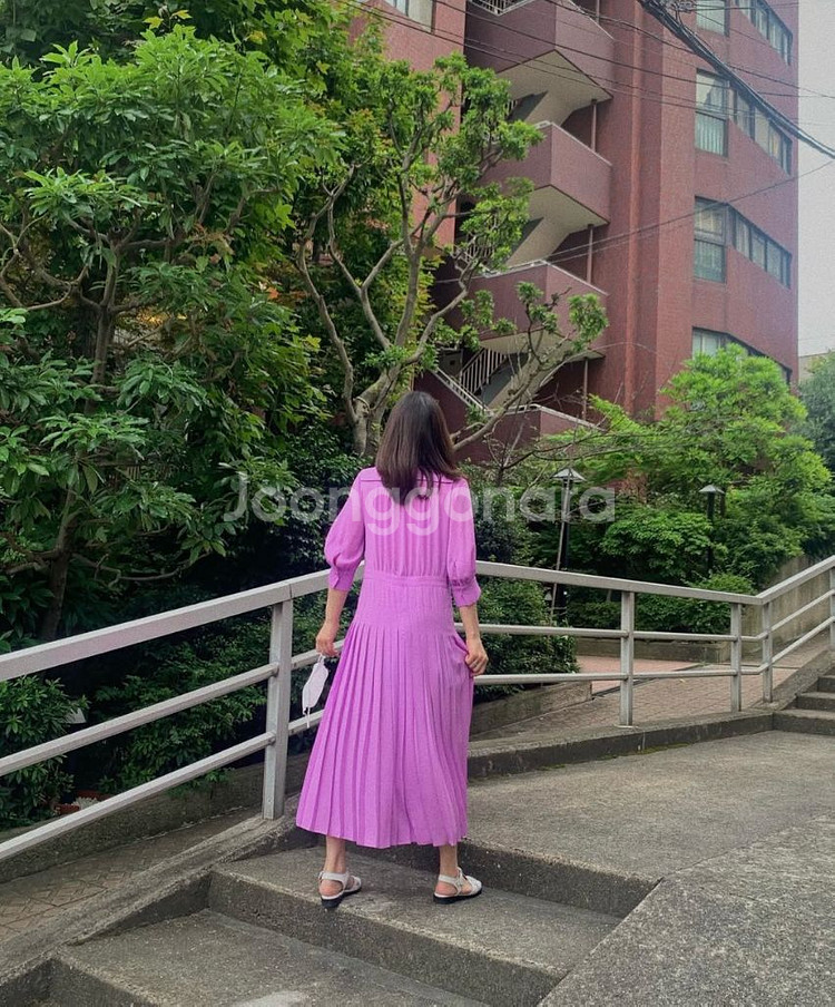 온앤온 플리츠 원피스 민트--2