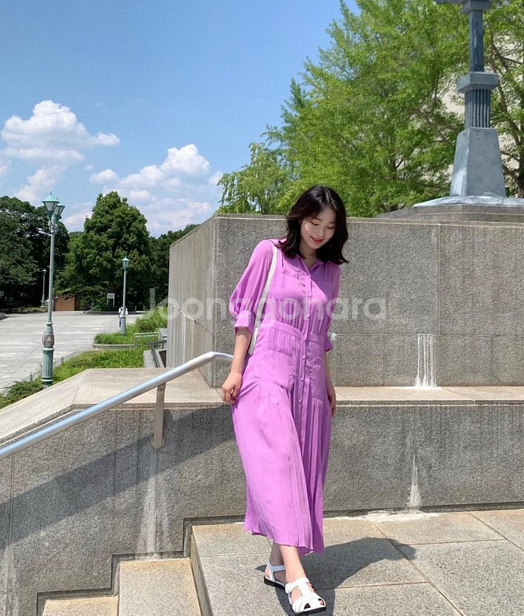 온앤온 플리츠 원피스 민트--4