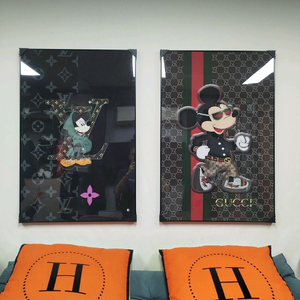 구찌 피규어 디즈니 미키마우스 그림액자 그림 액자 팝아트 인테리어소품 명품그림 명품액자 꽃 곰인형 콜라보 루이비통