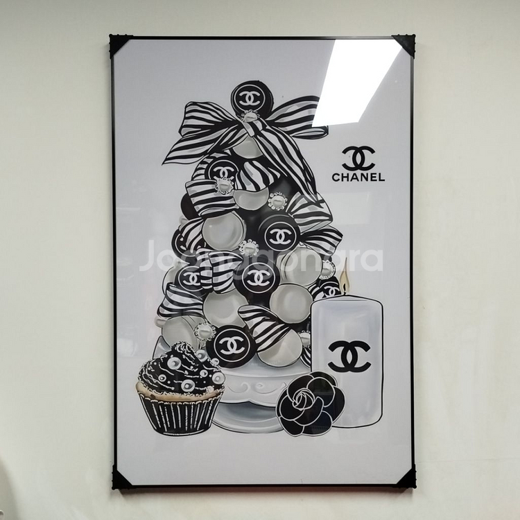 샤넬 크리스마스 트리 그림액자 그림 액자 팝아트 인테리어소품 명품그림 명품액자 꽃 곰인형 콜라보 인테리어--0