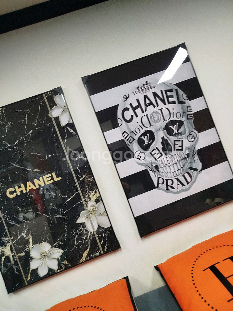 샤넬 대리서 꽃 가방 백 그림액자 그림 액자 팝아트 인테리어소품 명품그림 명품액자 꽃 곰인형 콜라보 인테리어--3