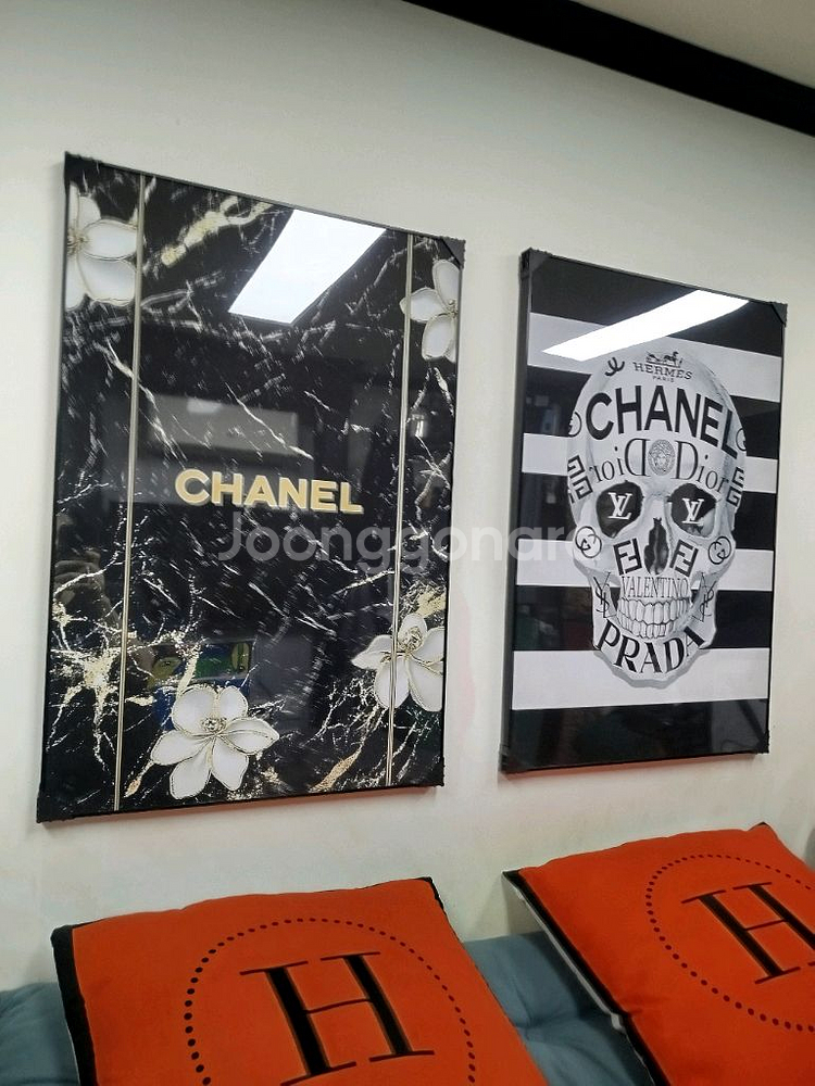 샤넬 대리서 꽃 가방 백 그림액자 그림 액자 팝아트 인테리어소품 명품그림 명품액자 꽃 곰인형 콜라보 인테리어--6