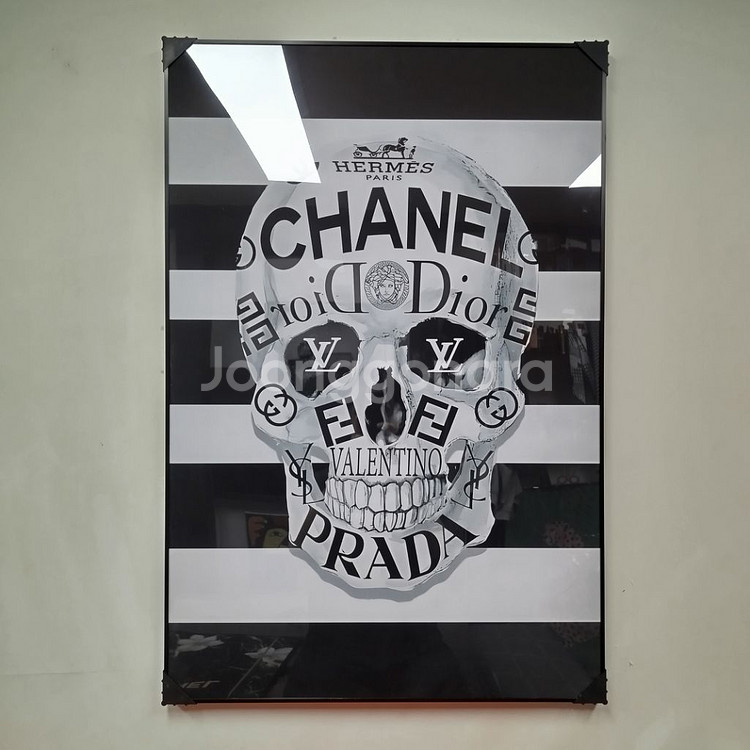 샤넬 해골 스컬아트 백 가방 그림액자 그림 액자 팝아트 인테리어소품 명품그림 명품액자 꽃 곰인형 콜라보 인테리어--0