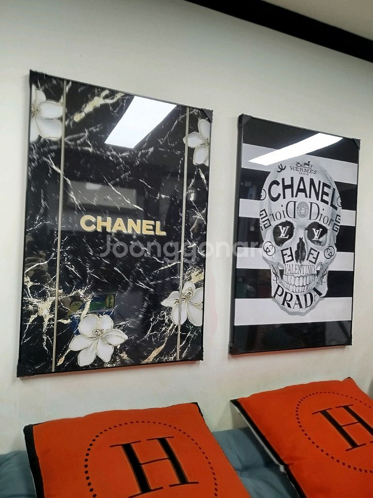 샤넬 해골 스컬아트 백 가방 그림액자 그림 액자 팝아트 인테리어소품 명품그림 명품액자 꽃 곰인형 콜라보 인테리어--6