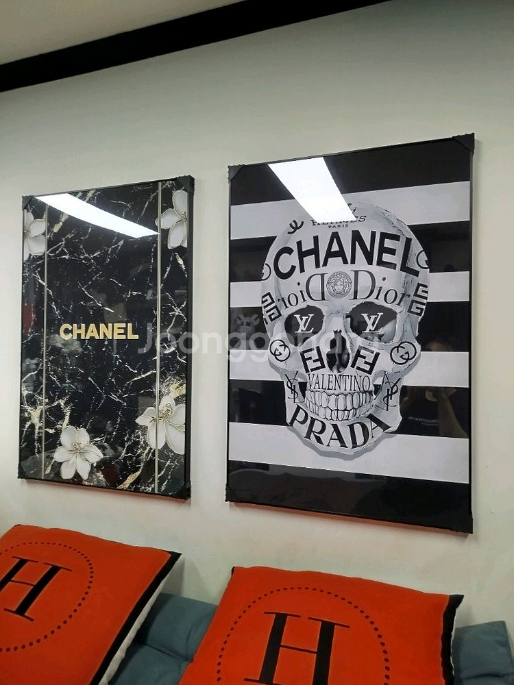 샤넬 해골 스컬아트 백 가방 그림액자 그림 액자 팝아트 인테리어소품 명품그림 명품액자 꽃 곰인형 콜라보 인테리어--8