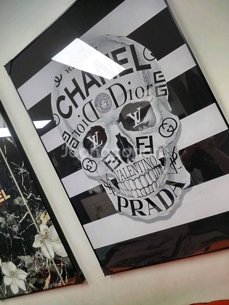 샤넬 해골 스컬아트 백 가방 그림액자 그림 액자 팝아트 인테리어소품 명품그림 명품액자 꽃 곰인형 콜라보 인테리어--9