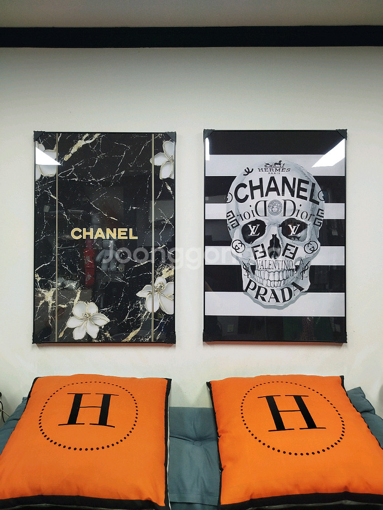 샤넬 꽃 대리석 해골 스컬 그림액자 그림 액자 팝아트 인테리어소품 명품그림 명품액자 꽃 곰인형 콜라보 인테리어--0