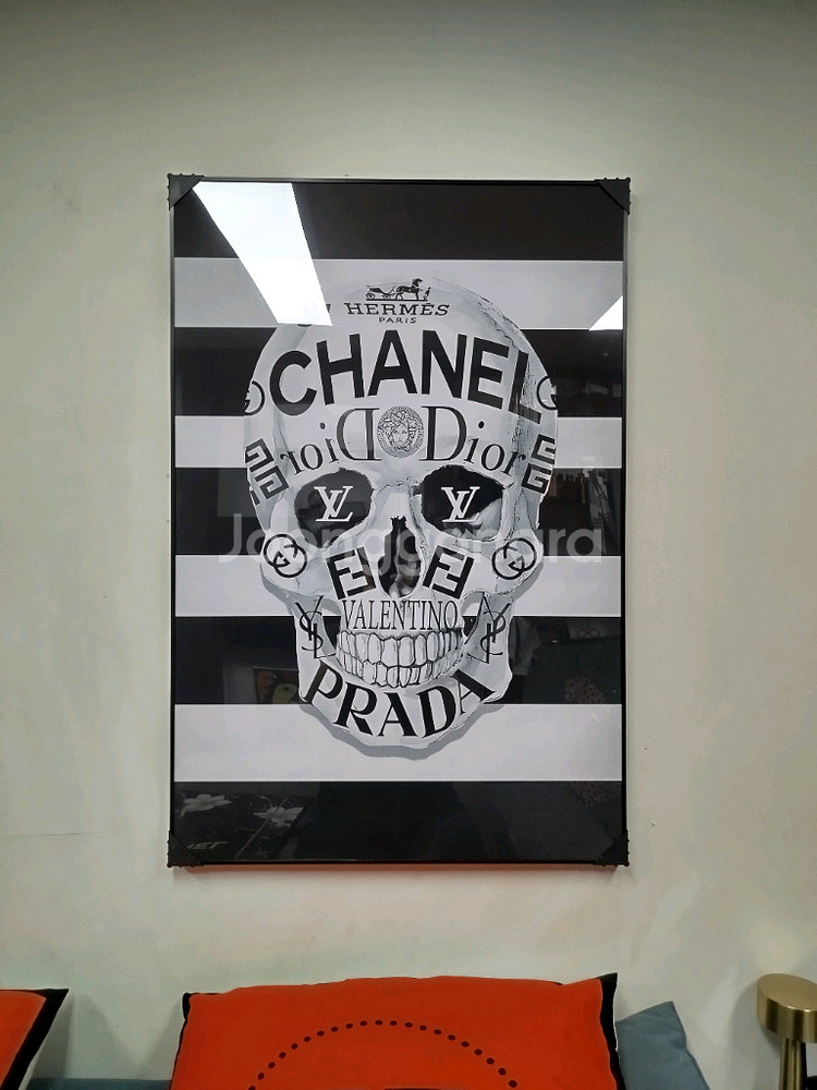샤넬 꽃 대리석 해골 스컬 그림액자 그림 액자 팝아트 인테리어소품 명품그림 명품액자 꽃 곰인형 콜라보 인테리어--8