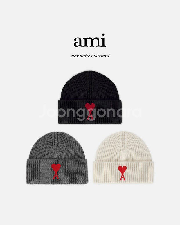 새상품)아미 하트 로고 블랙 비니--1
