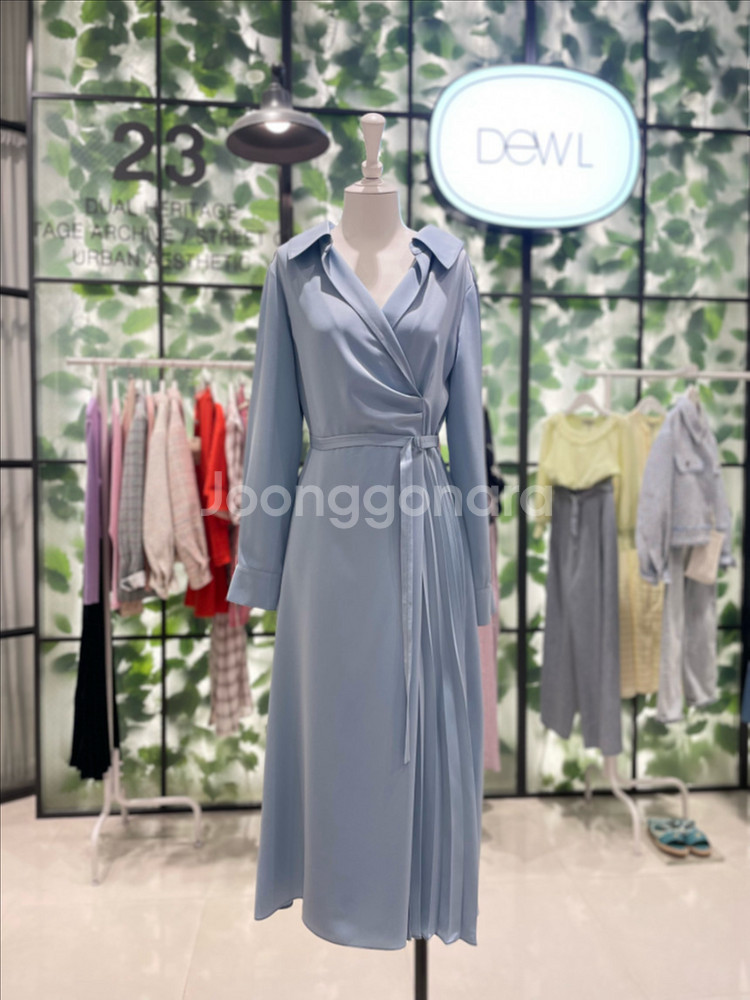 듀엘 플리츠 드레이핑 원피스 S 55 하늘색--0