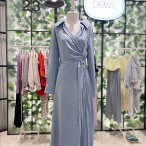 듀엘 플리츠 드레이핑 원피스 S 55 하늘색