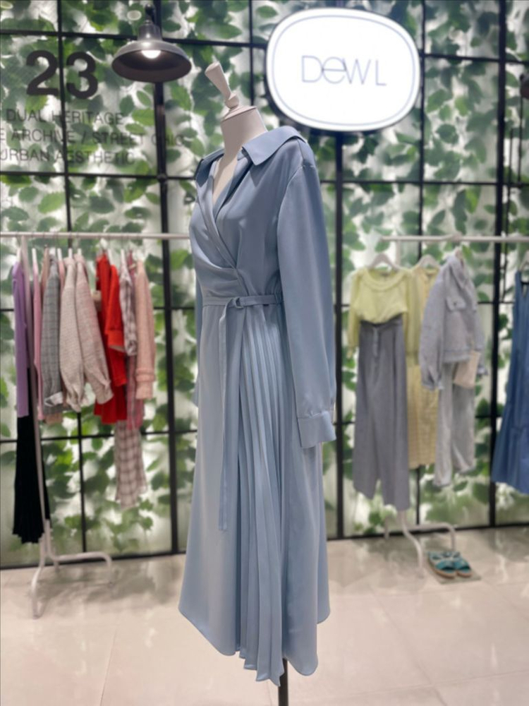 듀엘 플리츠 드레이핑 원피스 S 55 하늘색 이미지