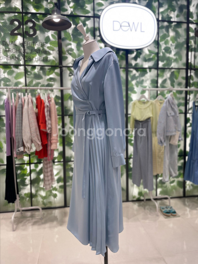 듀엘 플리츠 드레이핑 원피스 S 55 하늘색--1