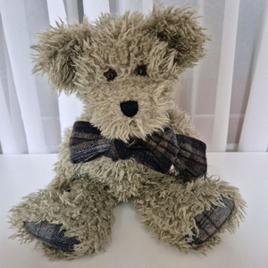 블루 체크 리본 보이즈베어