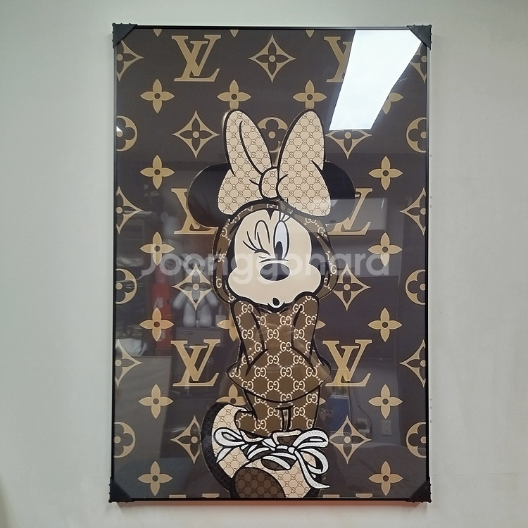 루이비통 미키마우스 피규어 그림액자 그림 액자 팝아트 인테리어소품 명품그림 명품액자 꽃 인테리어 유화 해바라기 거실--0