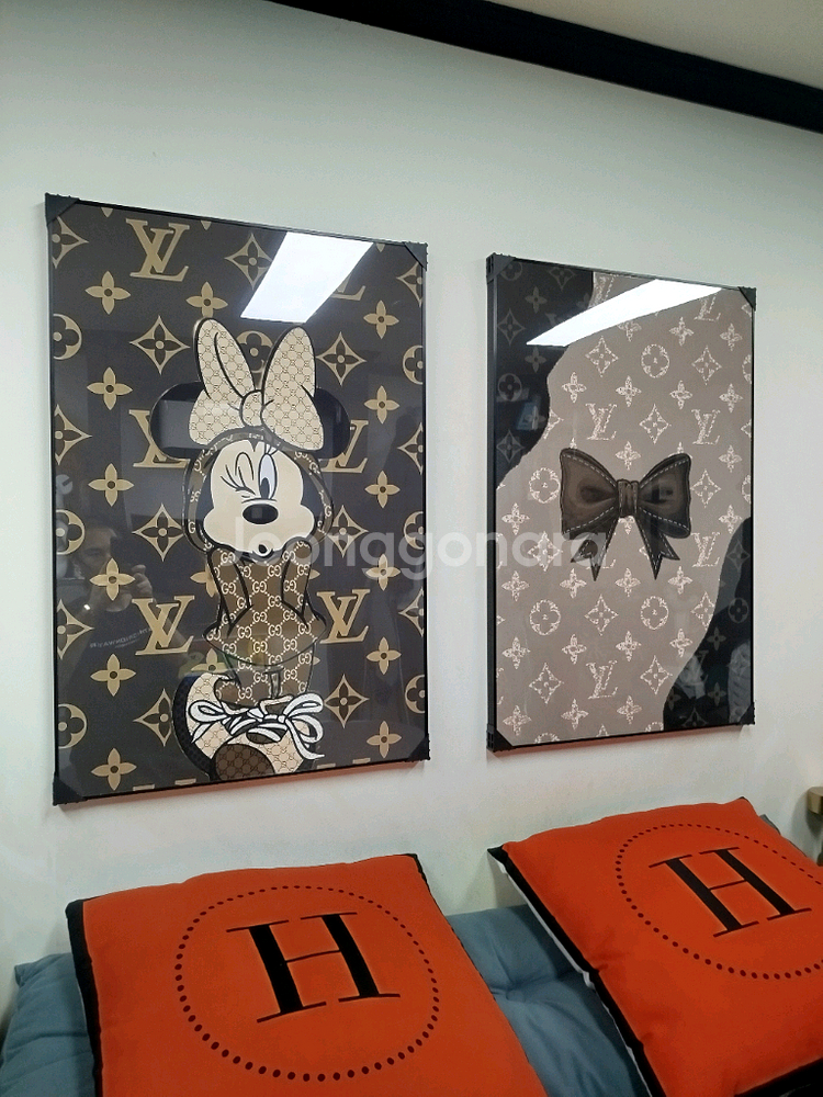 루이비통 리본 가방 피규어 그림액자 그림 액자 팝아트 인테리어소품 명품그림 명품액자 꽃 인테리어 유화 해바라기 거실--6