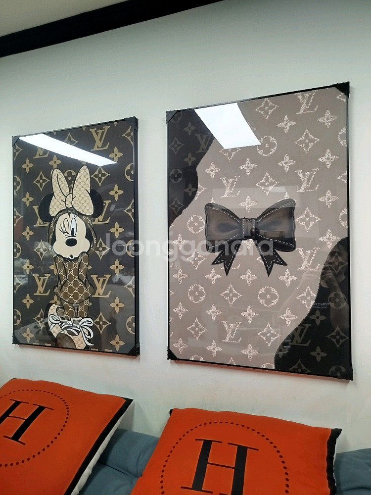 루이비통 리본 가방 피규어 그림액자 그림 액자 팝아트 인테리어소품 명품그림 명품액자 꽃 인테리어 유화 해바라기 거실--9