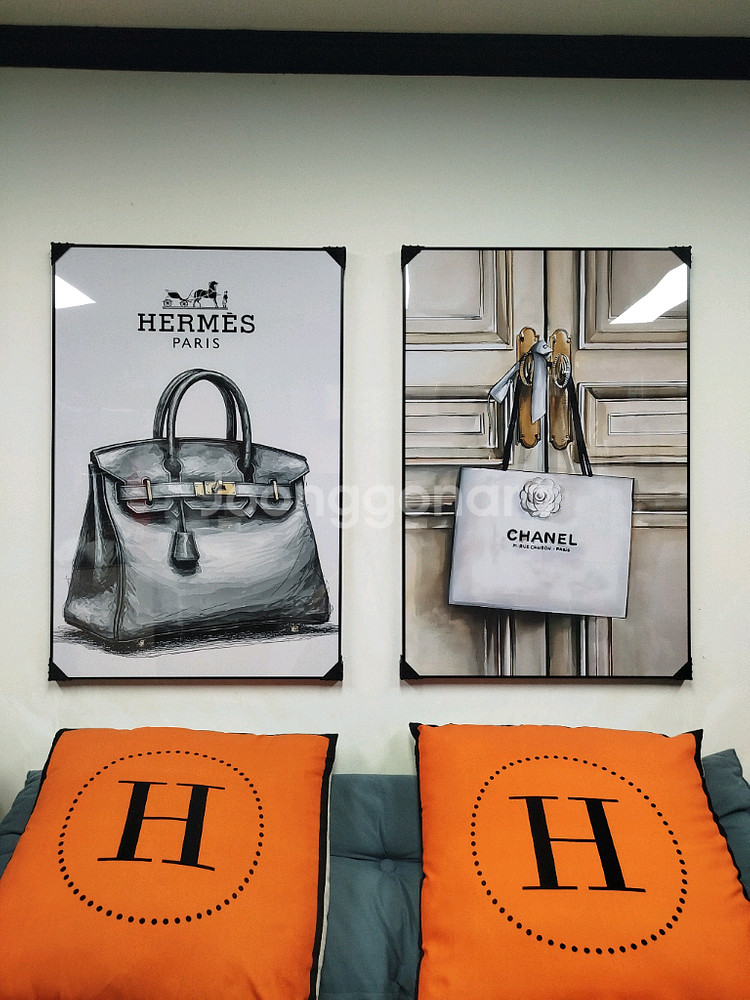 에르메스 벌킨백 캘리백 샤넬 그림액자 그림 액자 팝아트 인테리어소품 명품그림 명품액자 꽃 인테리어 유화 해바라기--0