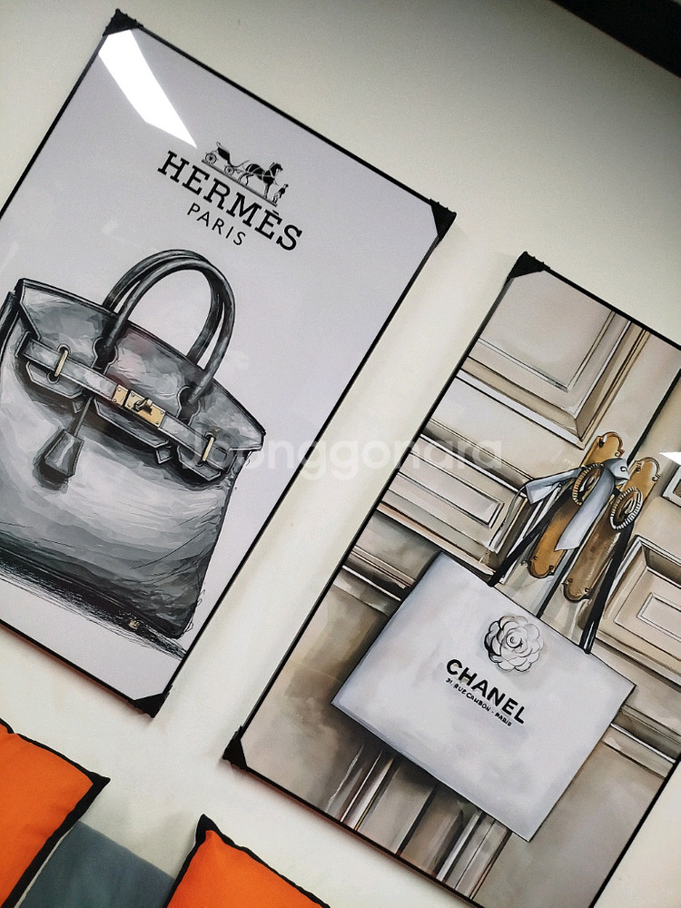 에르메스 벌킨백 캘리백 샤넬 그림액자 그림 액자 팝아트 인테리어소품 명품그림 명품액자 꽃 인테리어 유화 해바라기--3