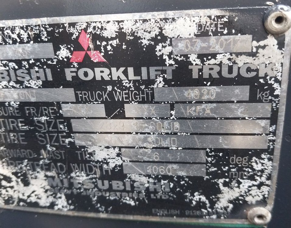 미쓰비시 디젤지게차 3.0톤 사이드쉬프트장착 3단 6000MM 2017년식 이미지