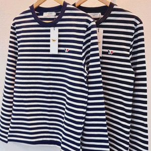 새상품 메종키츠네 스트라이프 긴팔티