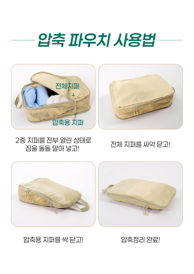 여행용 제로부피 압축파우치 캐리어 여행 파우치세트 4종 (블랙색상) 이미지