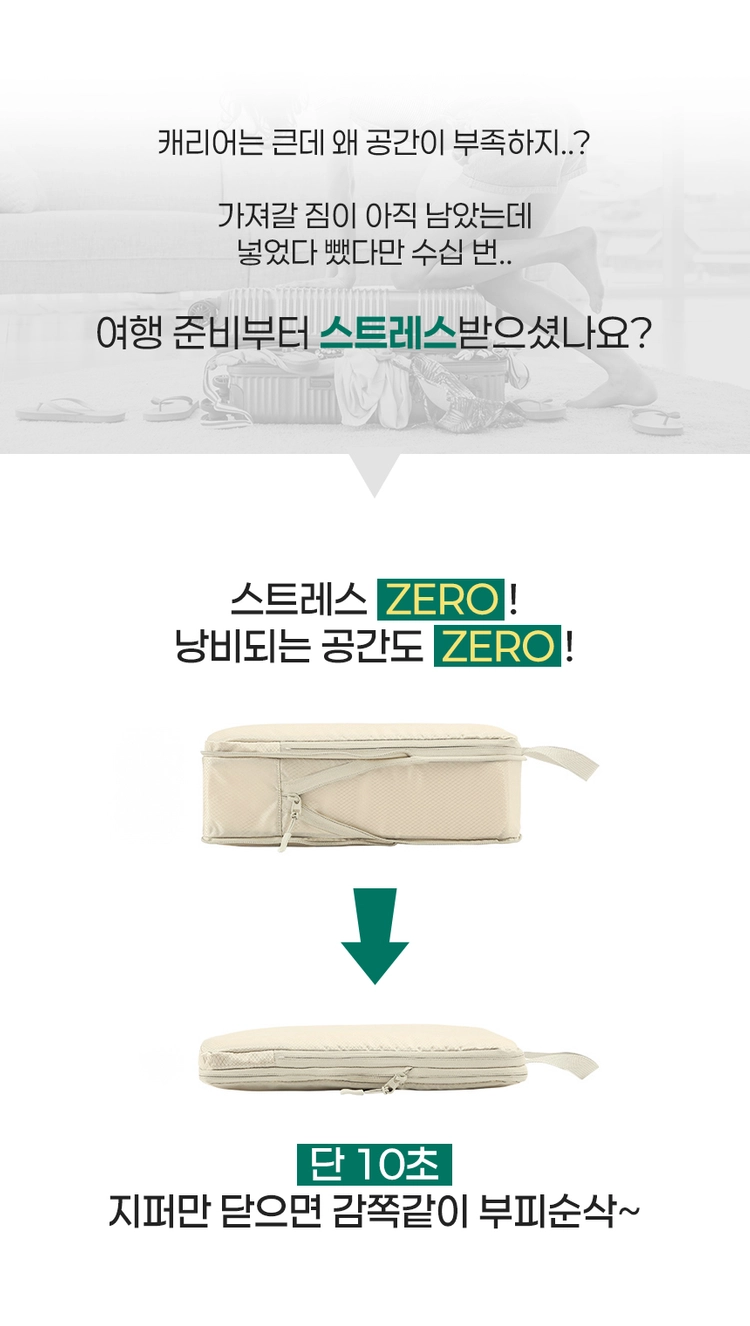 여행용 제로부피 압축파우치 캐리어 여행 파우치세트 4종 (블랙색상) 이미지