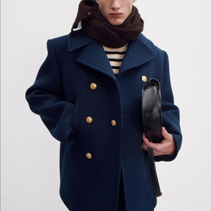 [L] 렉토 더블 브레스트 펠트 울 피코트 네이비 이미지