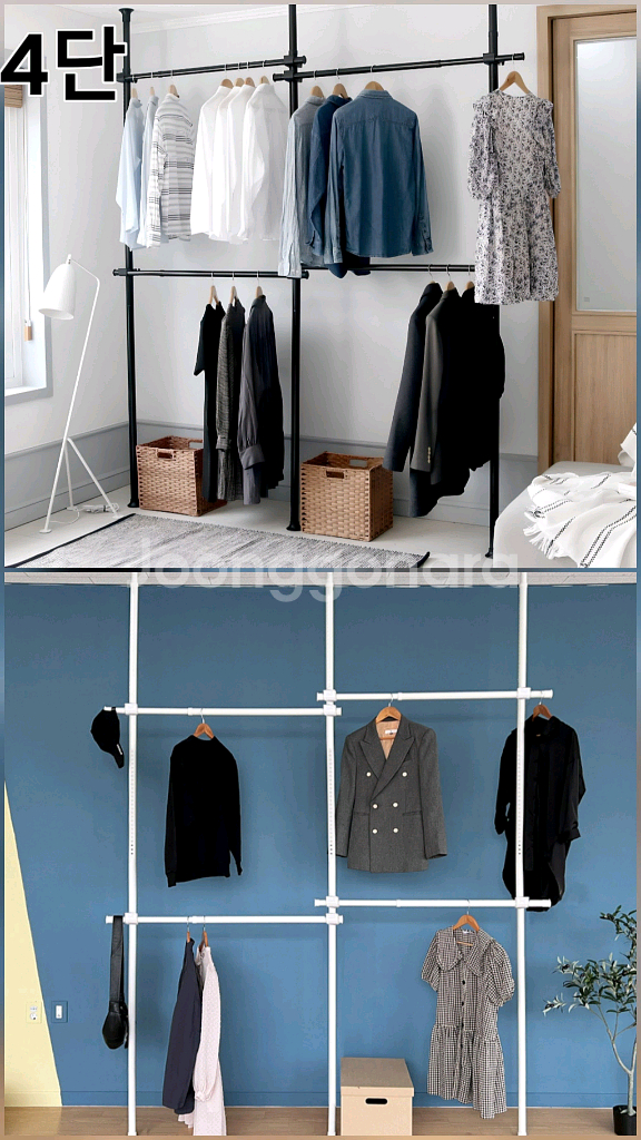 [무료배송+최저가]튼튼드레스룸 시스템 행거 옷장 수납장--5