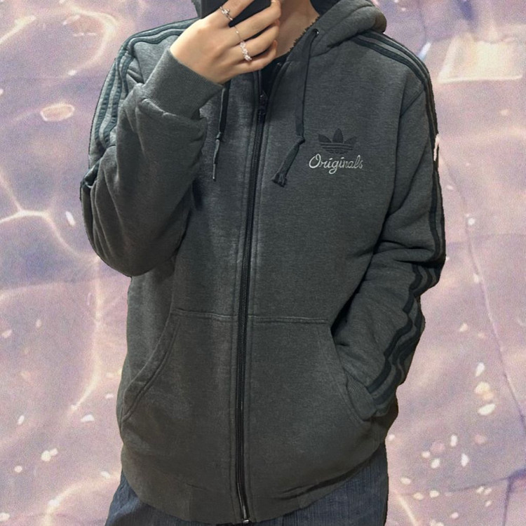 아디다스 양털 후드집업 챠콜 블랙 그레이 100--1