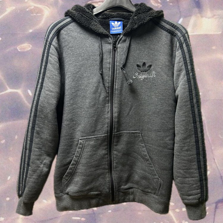 아디다스 양털 후드집업 챠콜 블랙 그레이 100--2