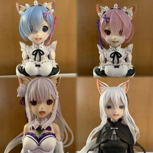 리제로 제일복권 네코미미 흉상 피규어 4종 일괄 이미지