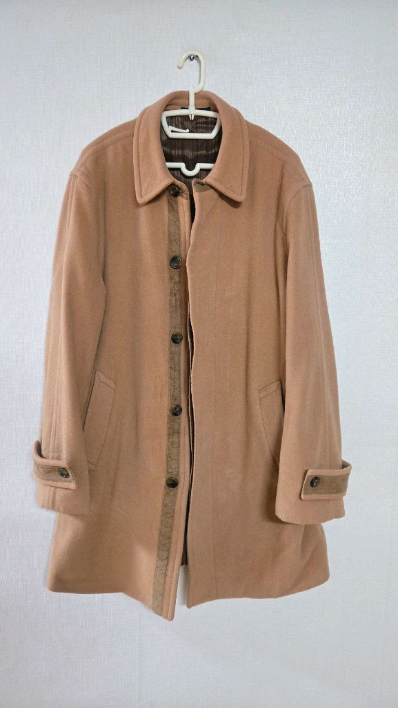 ZIOZIA 남성 베이지 모직 코트, 겨울 코트.--0