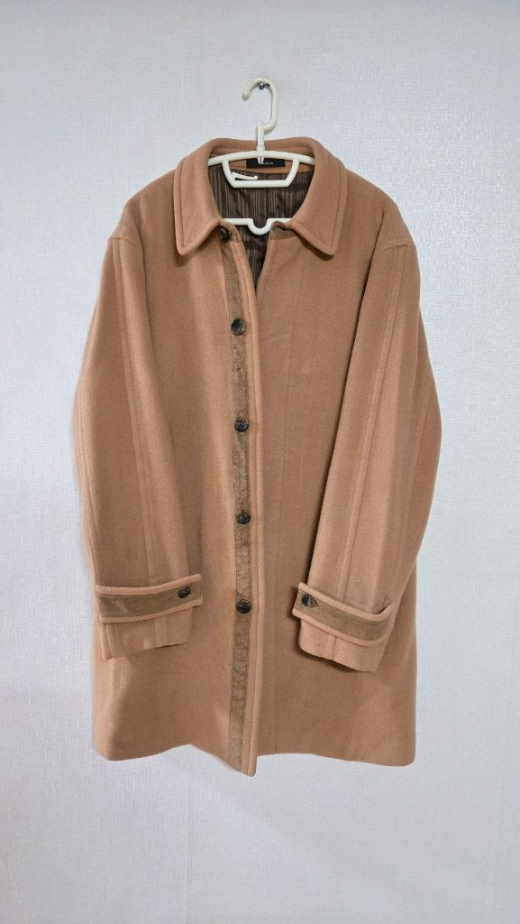 ZIOZIA 남성 베이지 모직 코트, 겨울 코트.--1