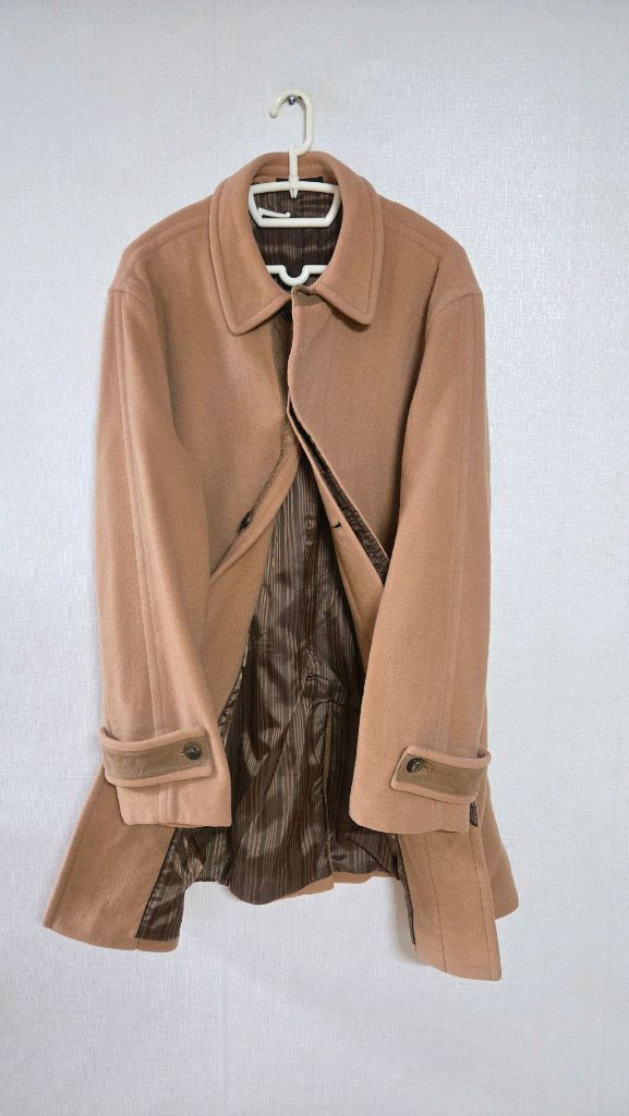 ZIOZIA 남성 베이지 모직 코트, 겨울 코트.--2