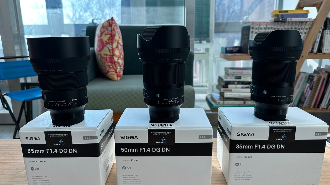 시그마 DG DN + 35mm 50mm 85mm F1.4 DG DN 세트 일괄 이미지
