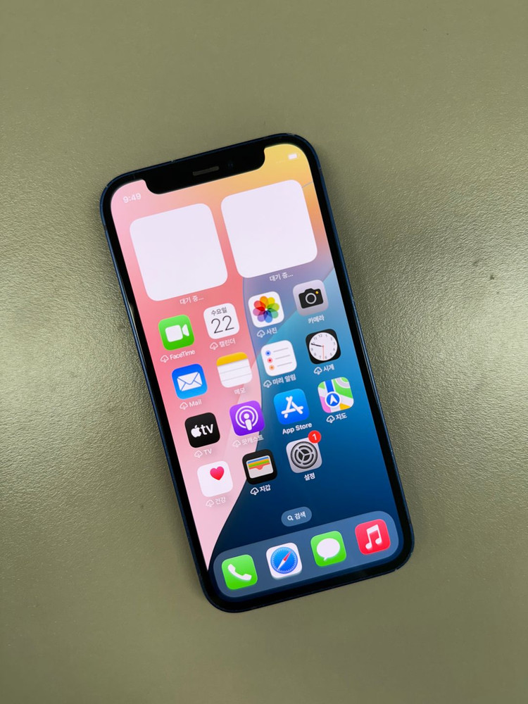 *18만원* 자급제 아이폰12미니 블루 128G 미파손 무잔상 단말기--1
