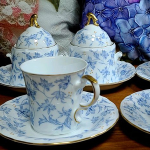 행남사 빈티지 울트라파인 금장 커피잔 5조와 설탕기 세트 15p