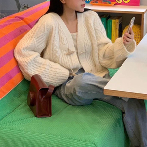 더블 알파카 가디건 아이보리 / 겨울 가디건 니트