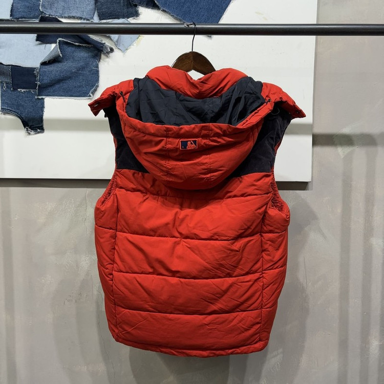 (100) MLB 야구 신시네티 레드스 배색 후드 패딩 조끼--3