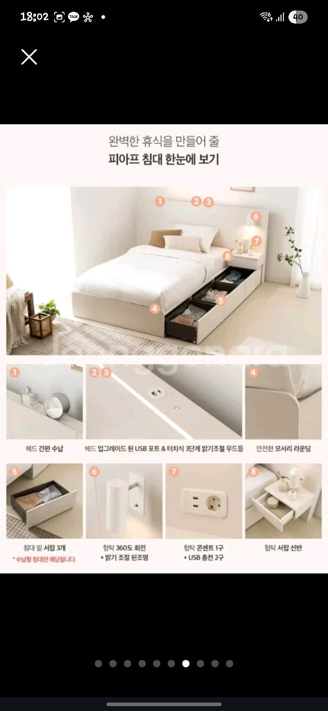 리바트 피아프 호텔침대 퀸 서랍형(1년미만사용)--6