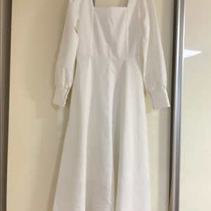 스퀘어넥 롱 원피스 드레스 셀프 웨딩 브라이덜 샤워 드레스