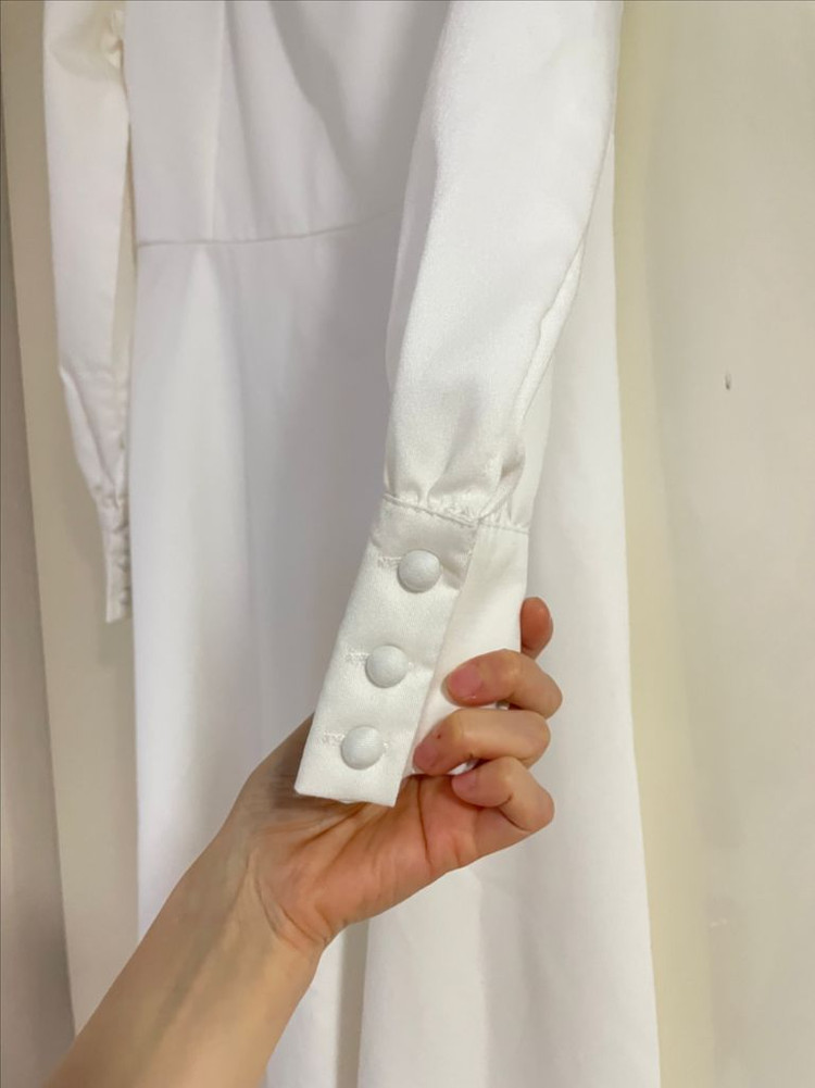 스퀘어넥 롱 원피스 드레스 셀프 웨딩 브라이덜 샤워 드레스--3