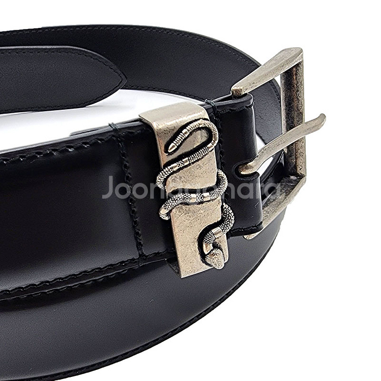 구찌 블랙 남성 스네이크 버클 벨트 495123--4