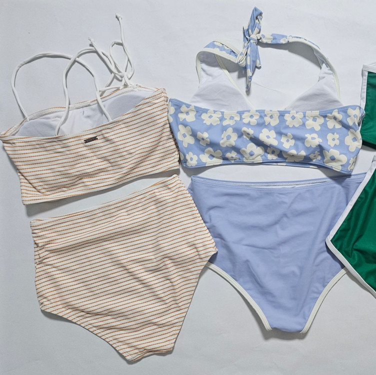하이웨이스트 홀터넥 테리 비키니 휴양지 수영복 일괄 이미지