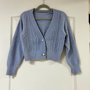 스카이블루 니트 가디건나시 세트