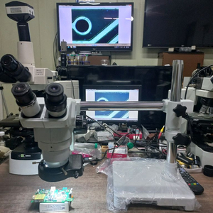 신품 유니버설스텐드+쌍안실체현미경+LED조명 싸게판매합니다