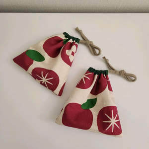 과일 원단 스트링파우치/ 복주머니/ 2개 일괄/ 새거