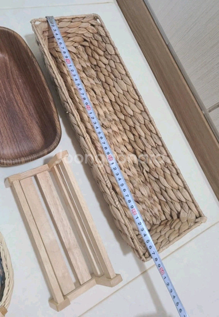 라탄 원목 나무 바구니 인테리어 장식 5개 일괄--2