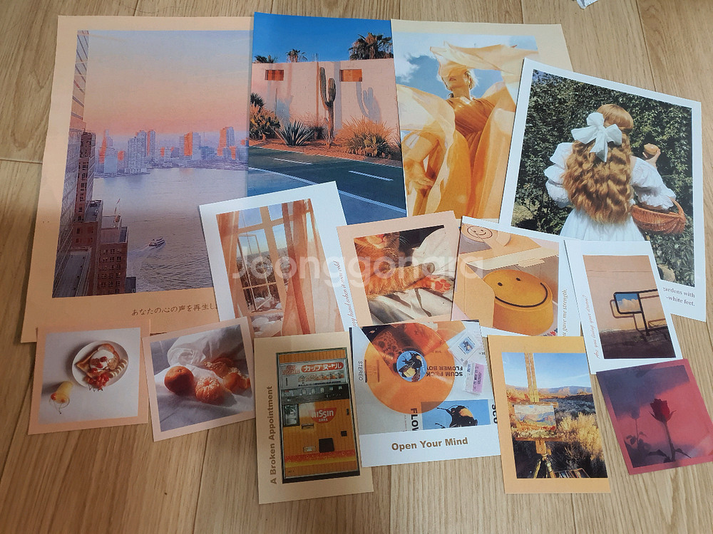 빈티지 감성 인테리어 사진 엽서 포스터+컬러 종이 테이프--2